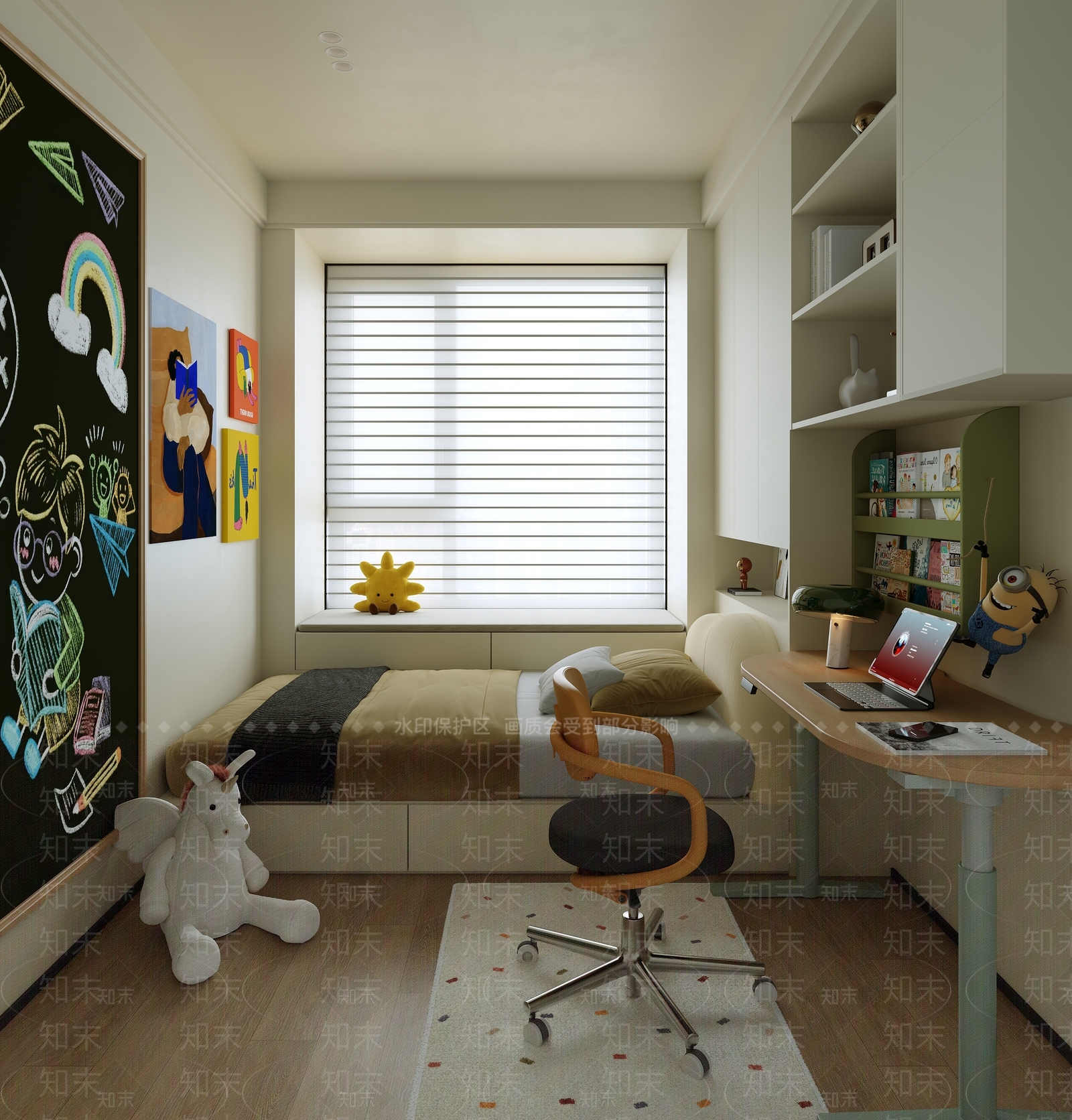 现代奶油通用儿童房SU模型下载【ID:1201831137】