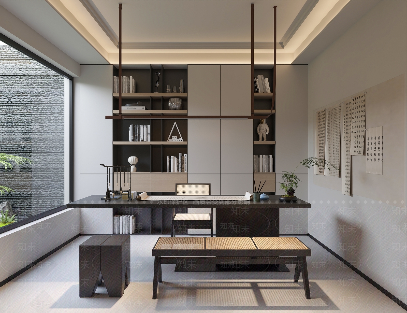现代新中式书房3D模型下载【ID:1201832020】