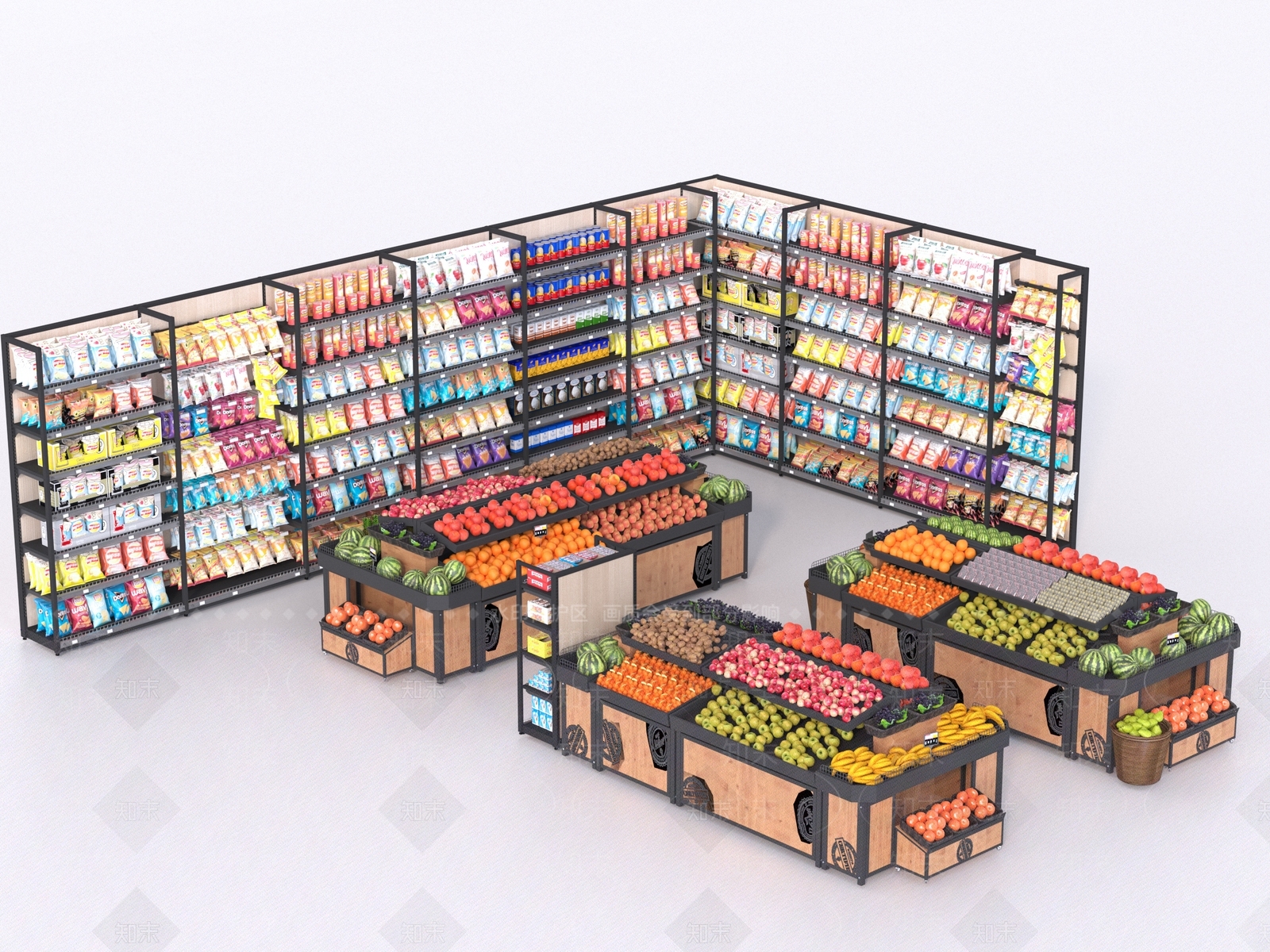 现代水果店3D模型下载【ID:1201833150】