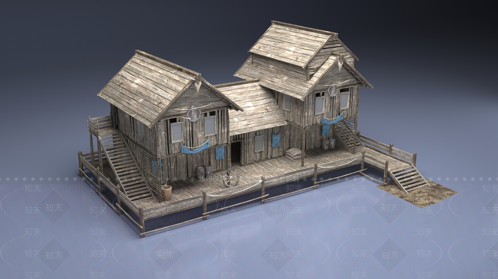 中式艺术风格建筑3D模型下载【ID:1201835410】