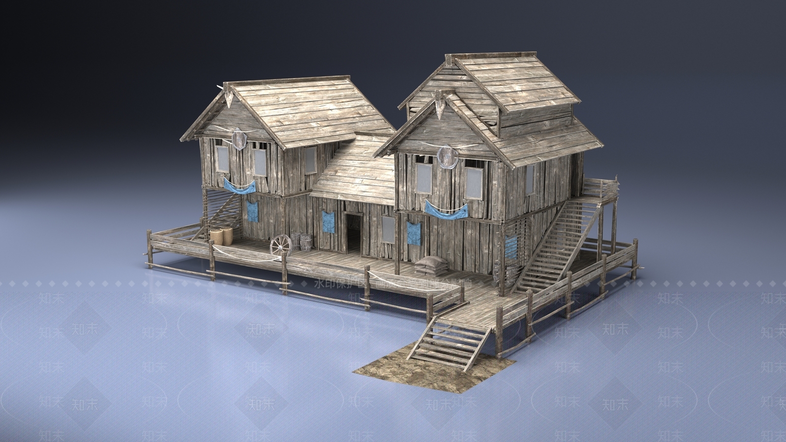 中式艺术风格建筑3D模型下载【ID:1201835410】