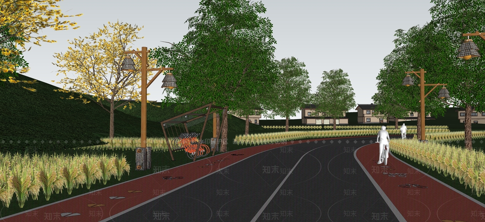现代新中式乡村公园SU模型下载【ID:1201836994】