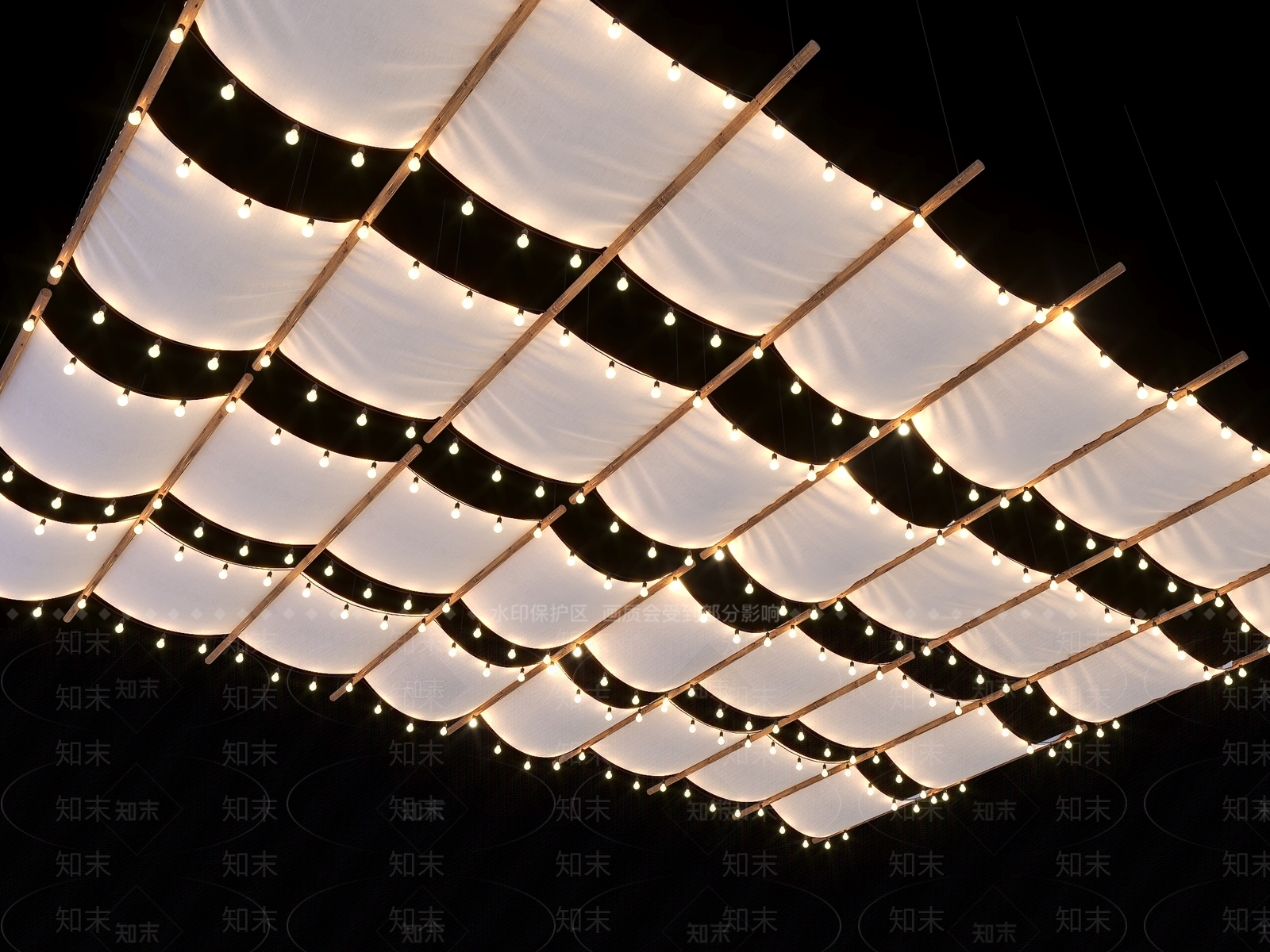 现代新中式吊顶SU模型下载【ID:1201845339】