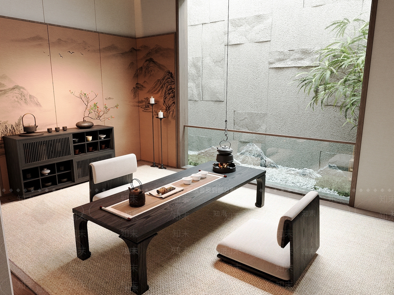 新中式中式茶桌椅3D模型下载【ID:1201845602】