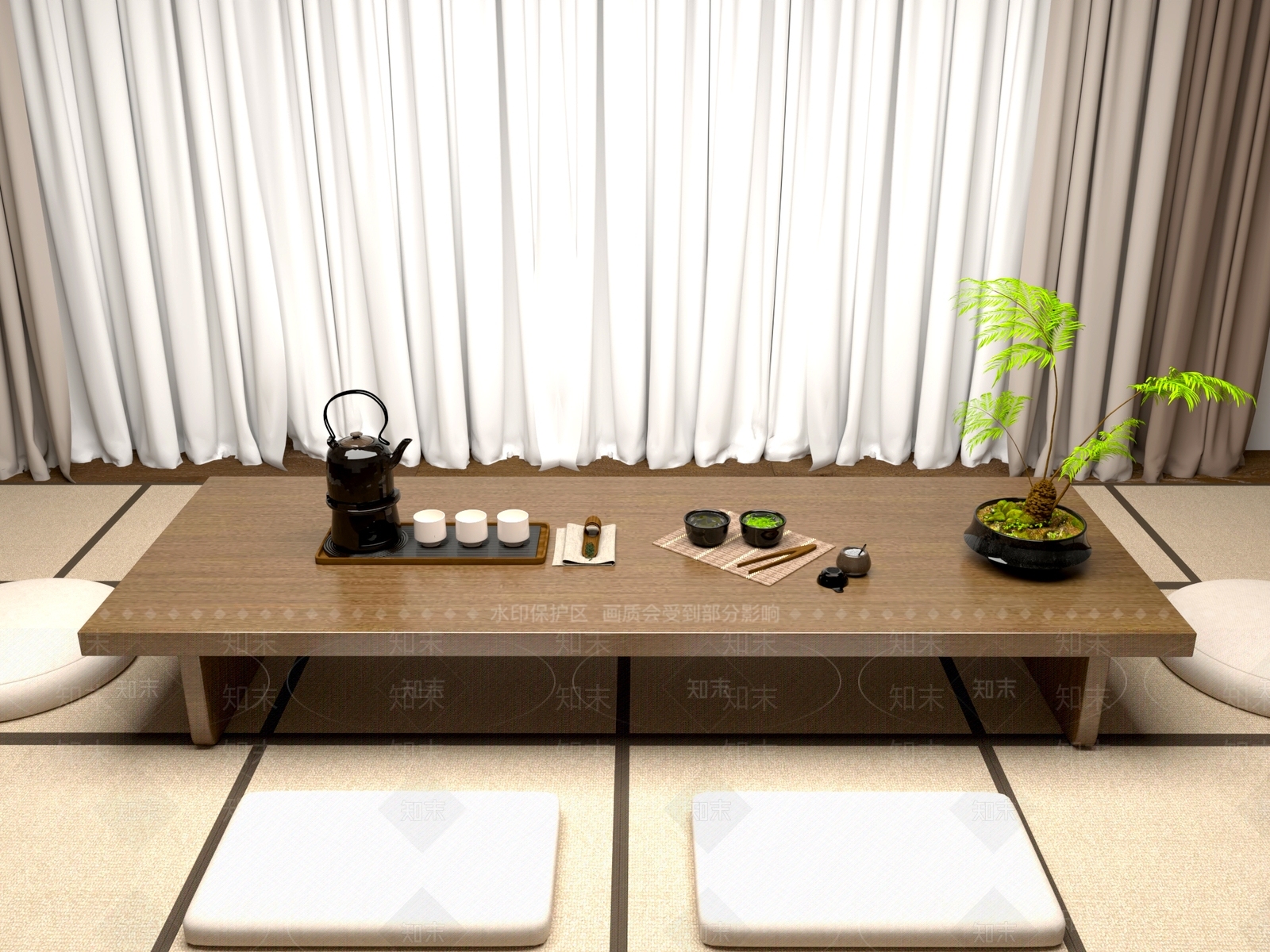 新中式中式茶桌椅3D模型下载【ID:1201845886】