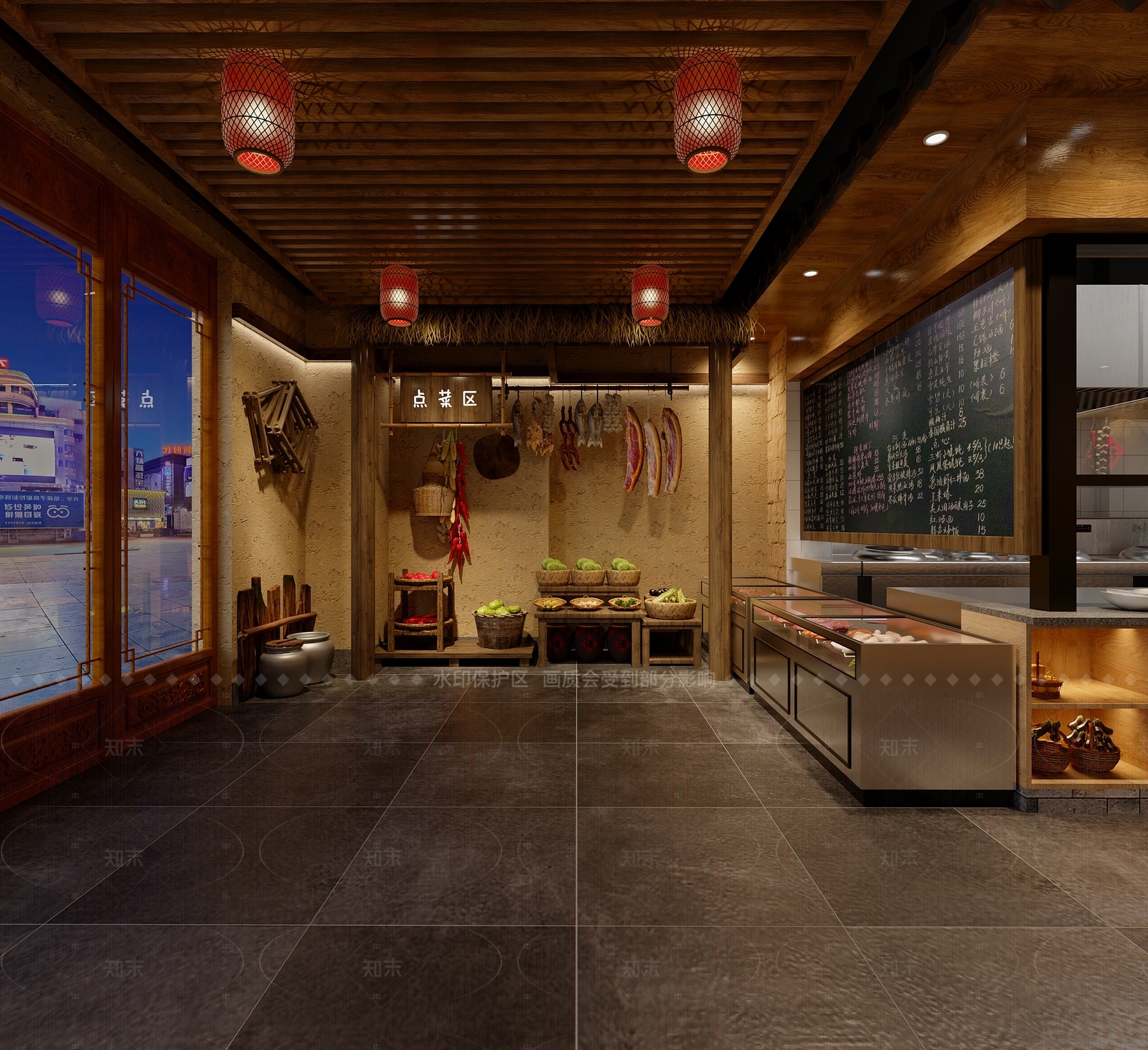 原木复古中餐厅3D模型下载【ID:1205453612】