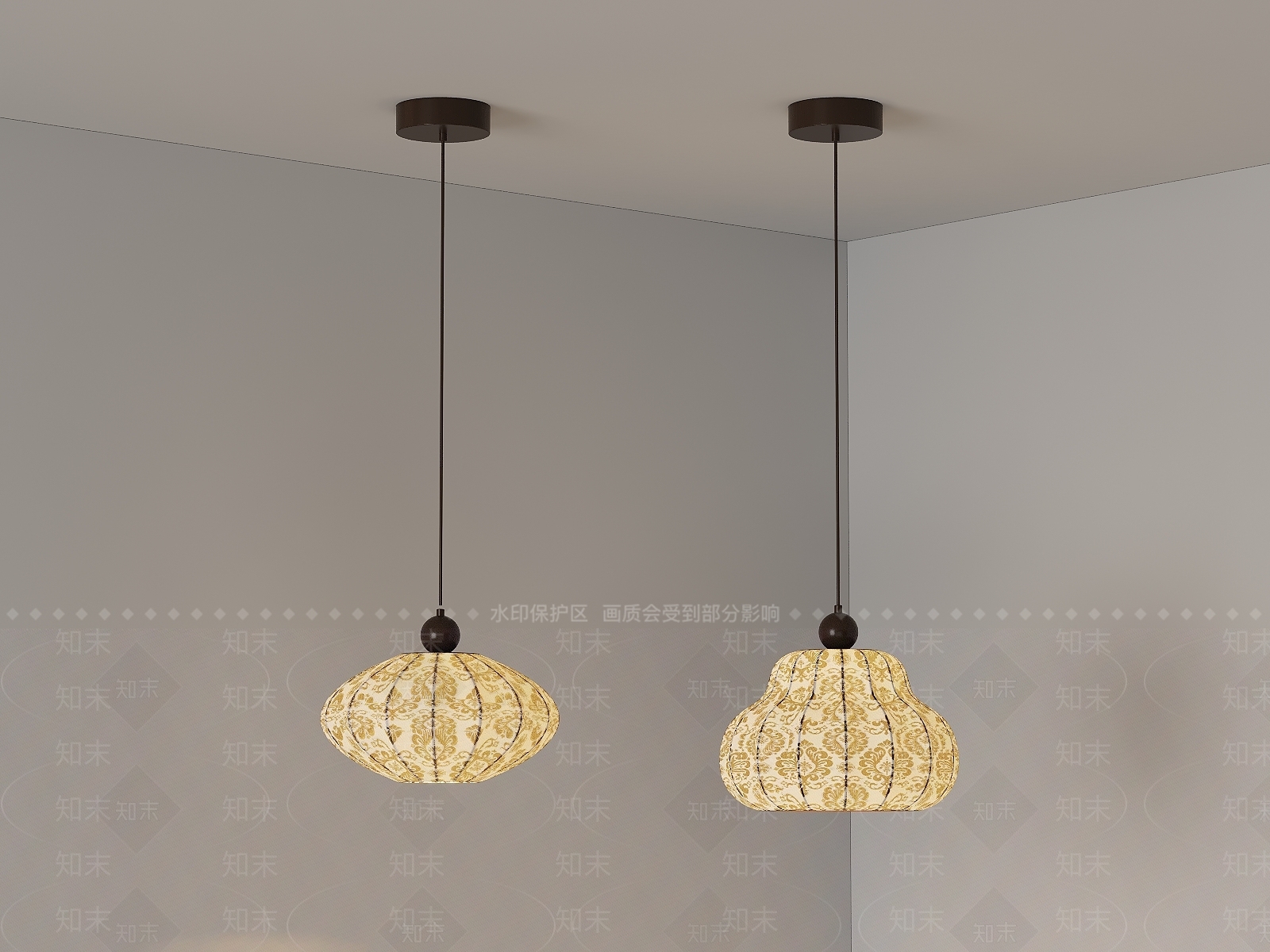 侘寂中古吊灯3D模型下载【ID:1201846885】