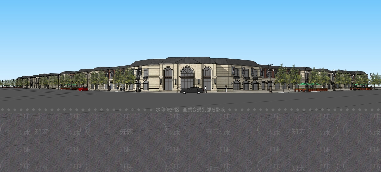 美式欧式商业街SU模型下载【ID:1201847060】