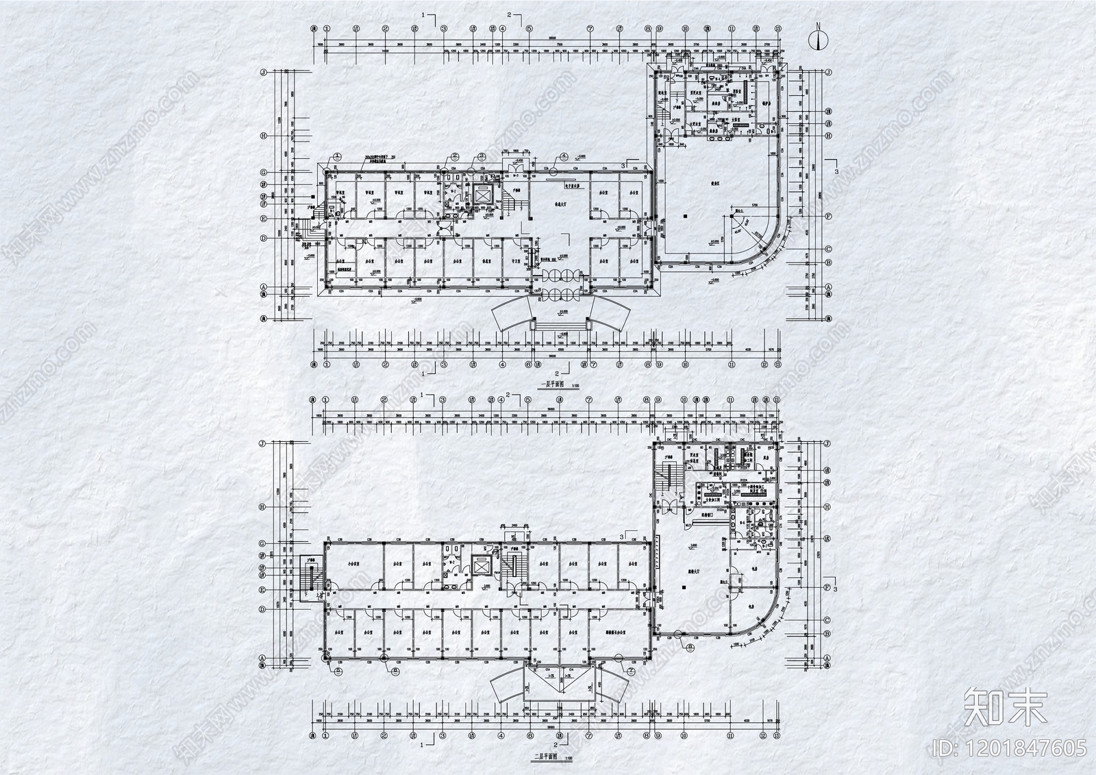 现代办公楼建筑施工图下载【ID:1201847605】