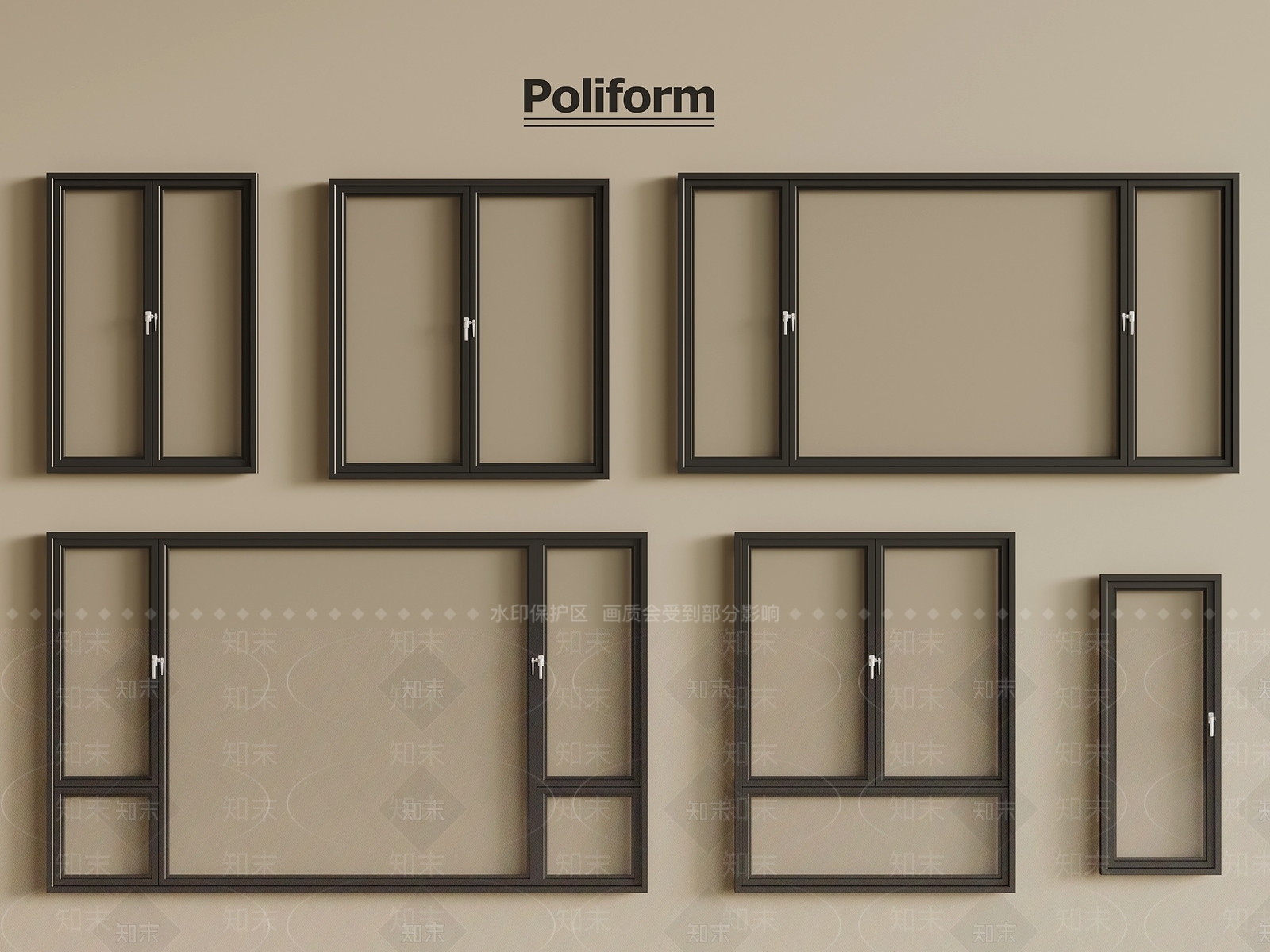 现代意式平开窗3D模型下载【ID:1201848048】