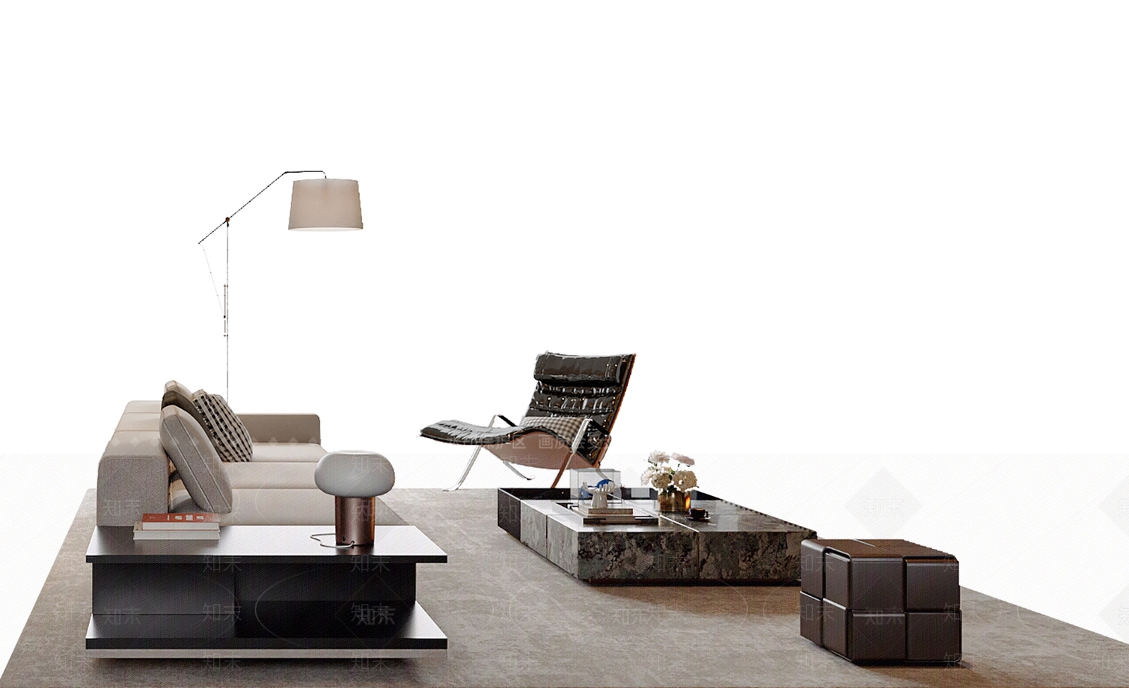 现代沙发组合3D模型下载【ID:1201848241】