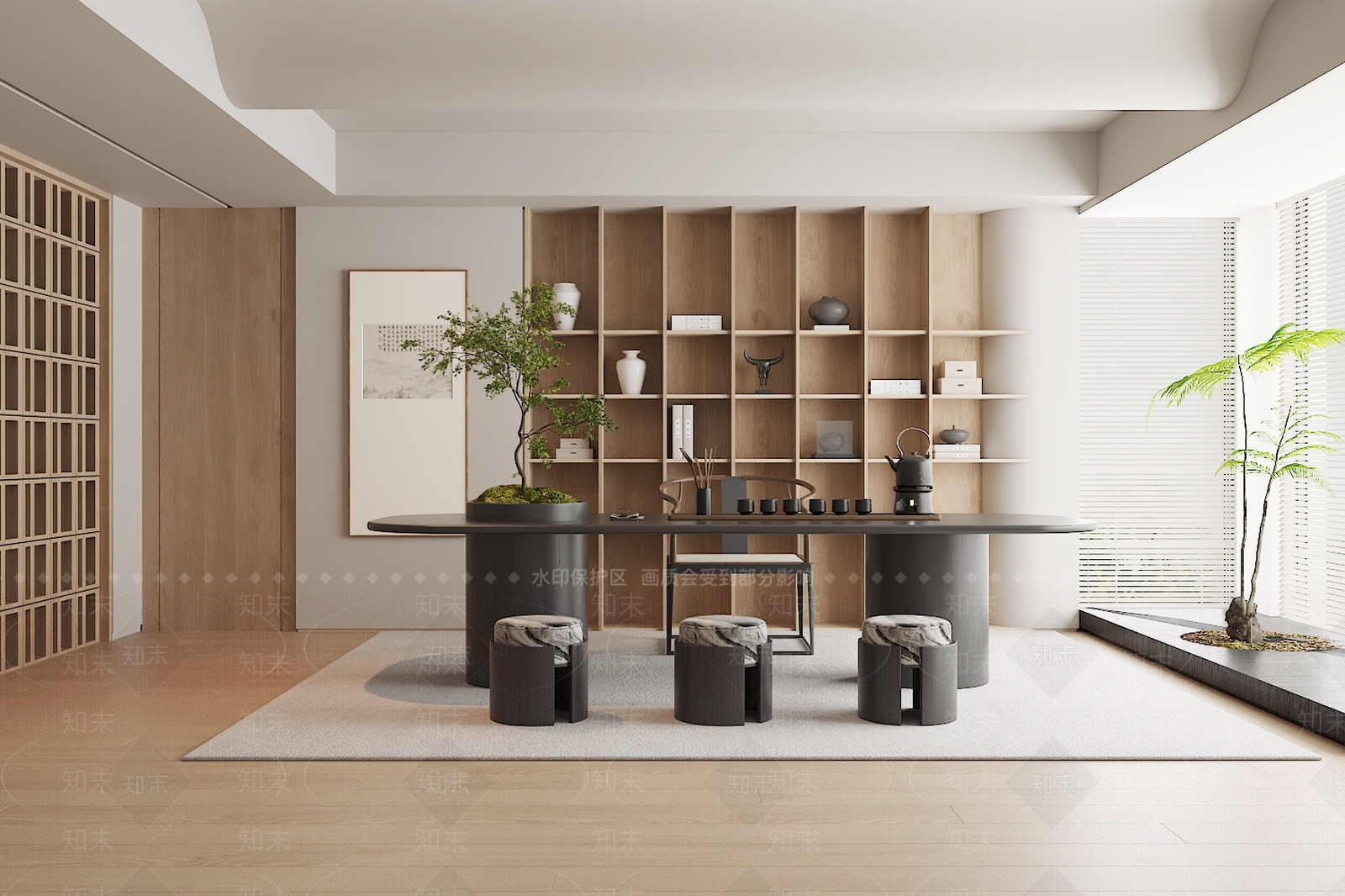 新中式茶室3D模型下载【ID:1201848675】