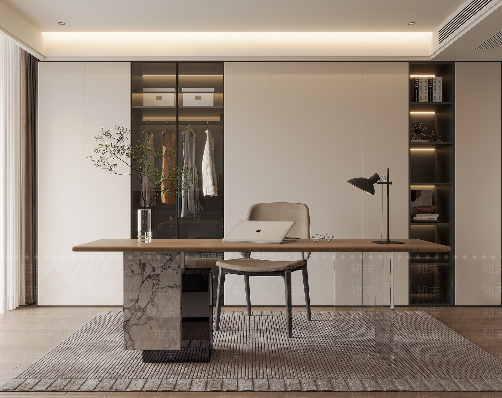 现代新中式书房3D模型下载【ID:1201849783】
