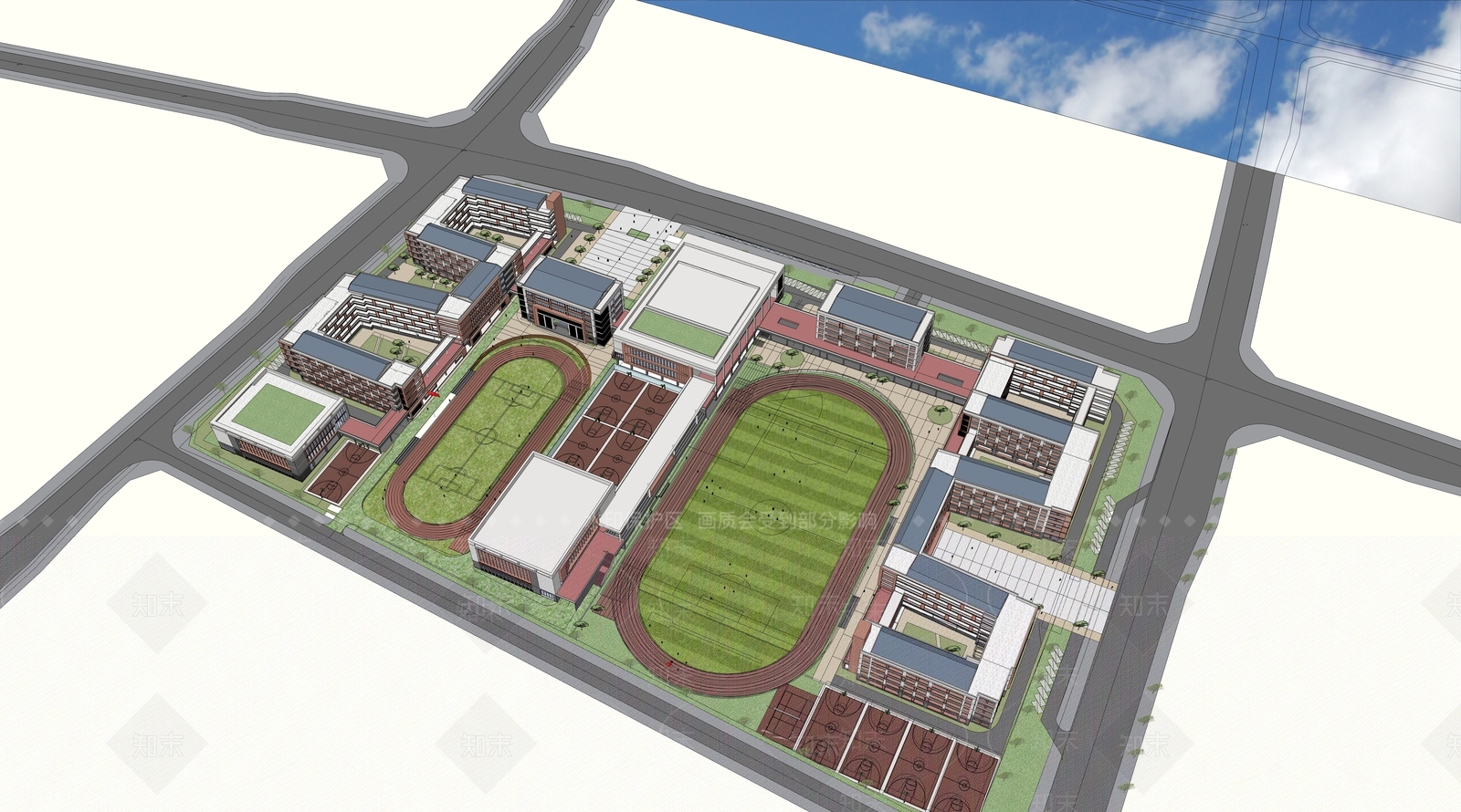 现代学校建筑SU模型下载【ID:1201850361】