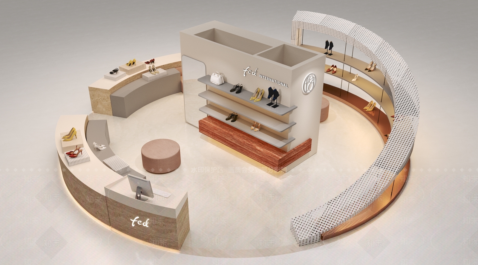 奶油现代商场3D模型下载【ID:1201852356】