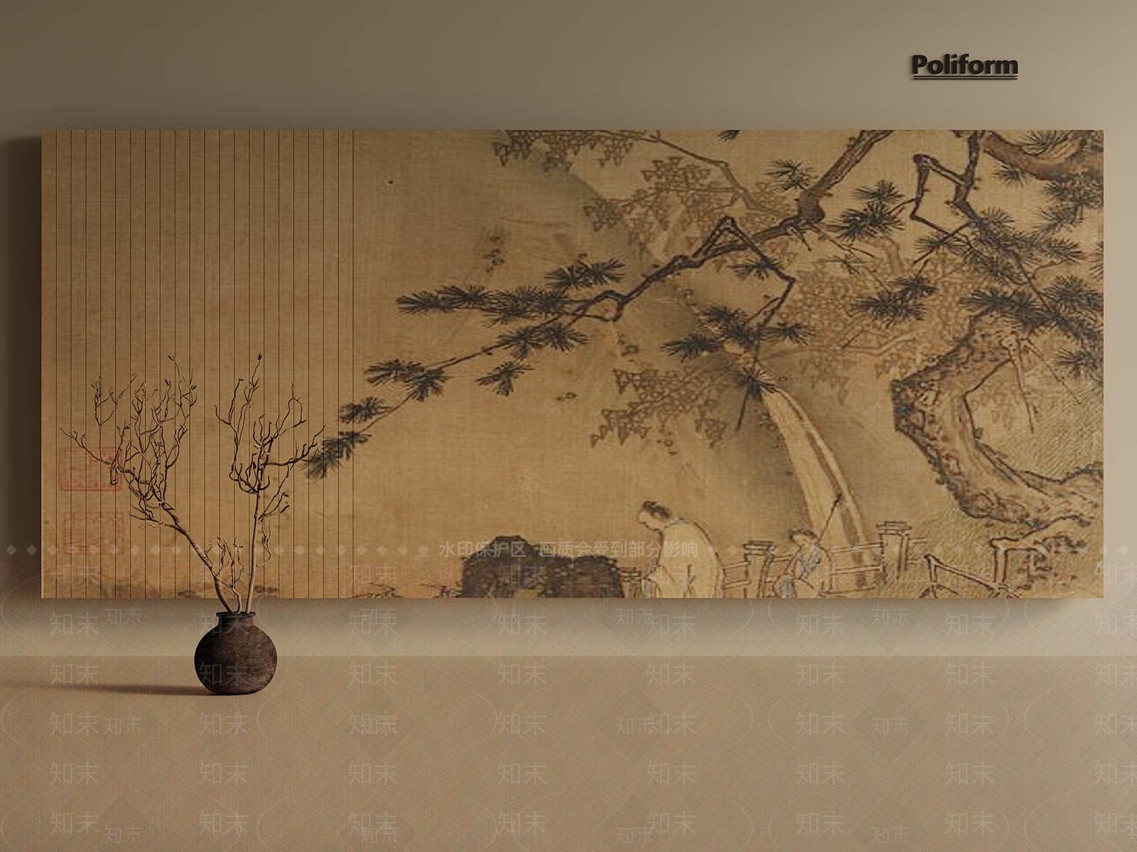 新中式中式沙发背景墙3D模型下载【ID:1201854069】