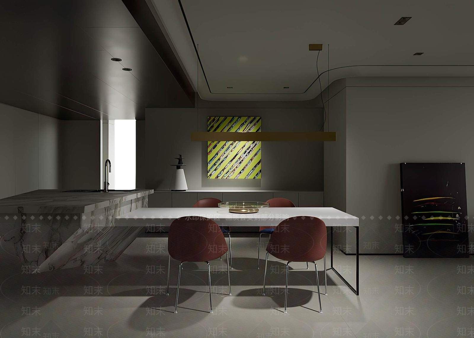 极简家居餐厅3D模型下载【ID:1201855360】