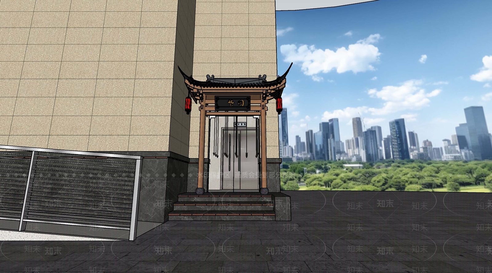 中式新中式门头SU模型下载【ID:1201855730】