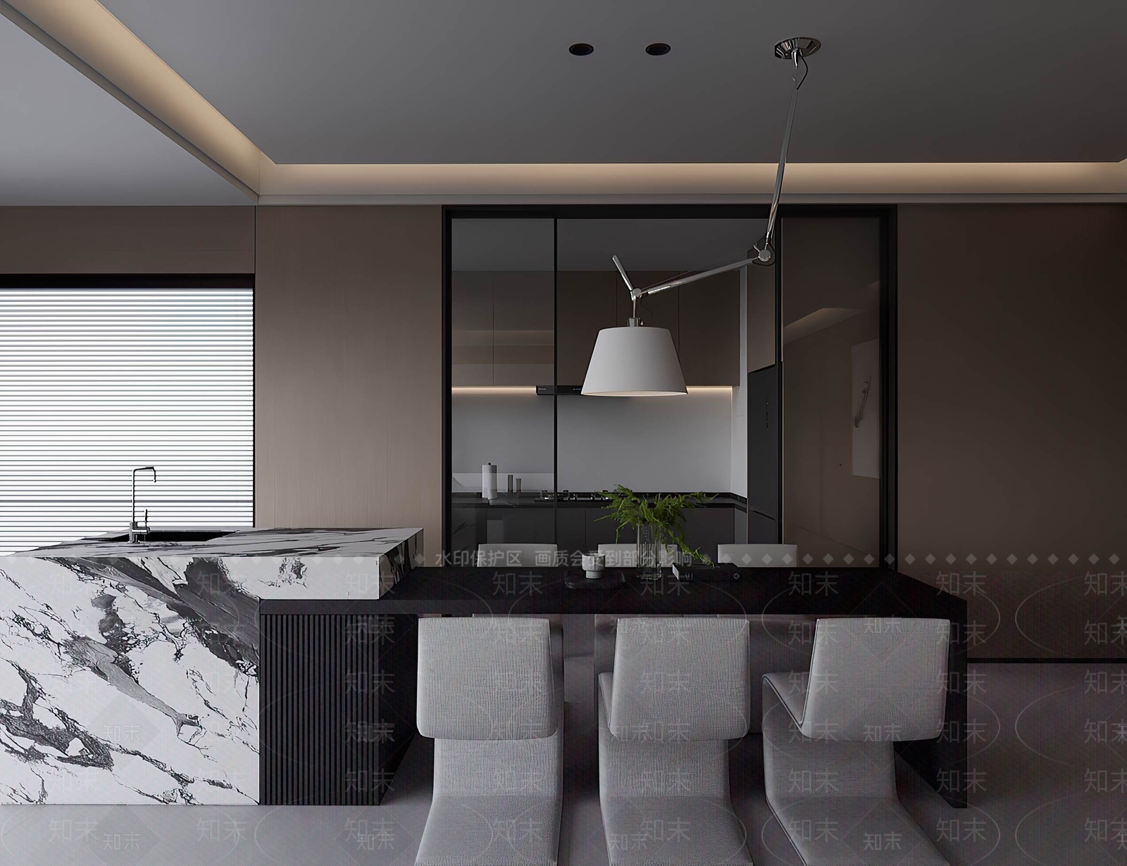 现代极简家居餐厅3D模型下载【ID:1201855806】