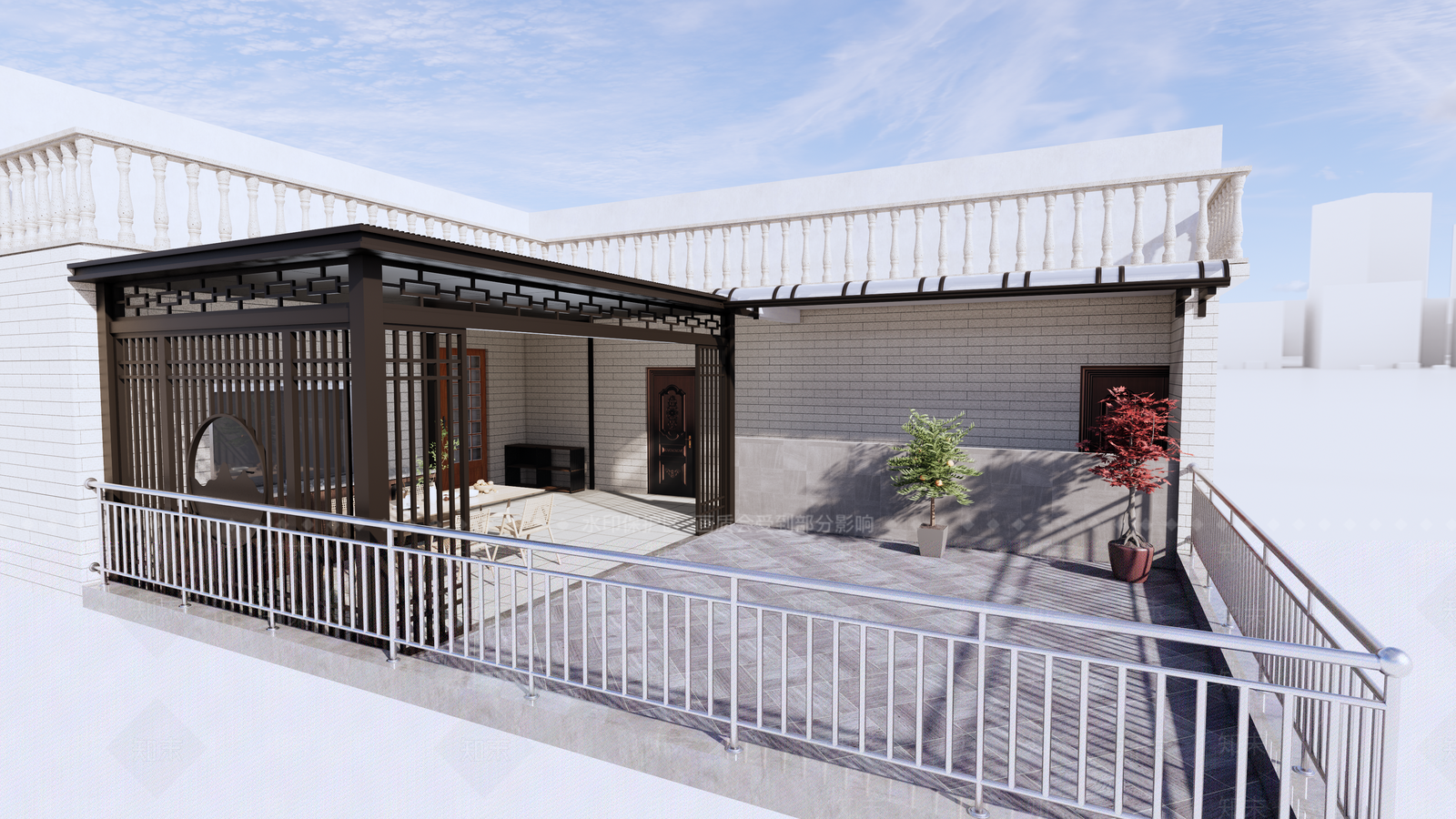 现代新中式亭子SU模型下载【ID:1201856285】