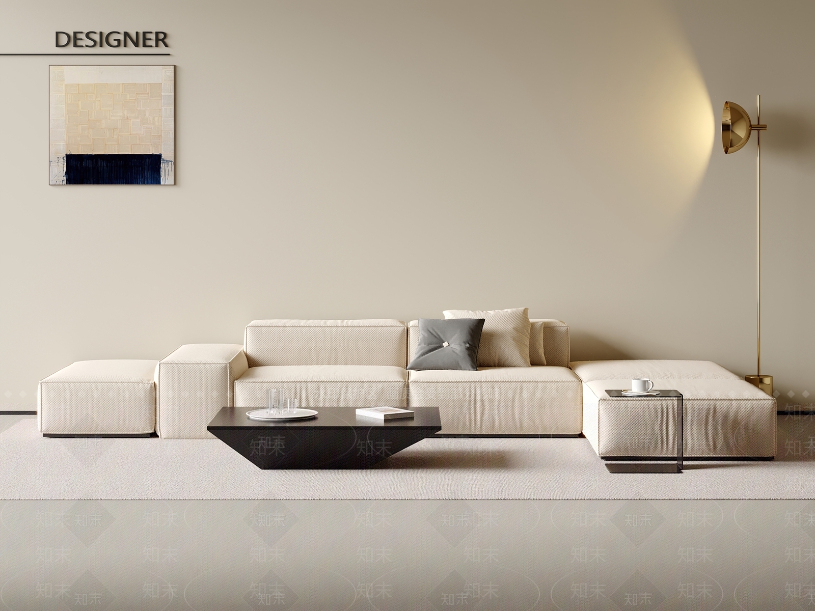 现代简约沙发组合3D模型下载【ID:1201858359】