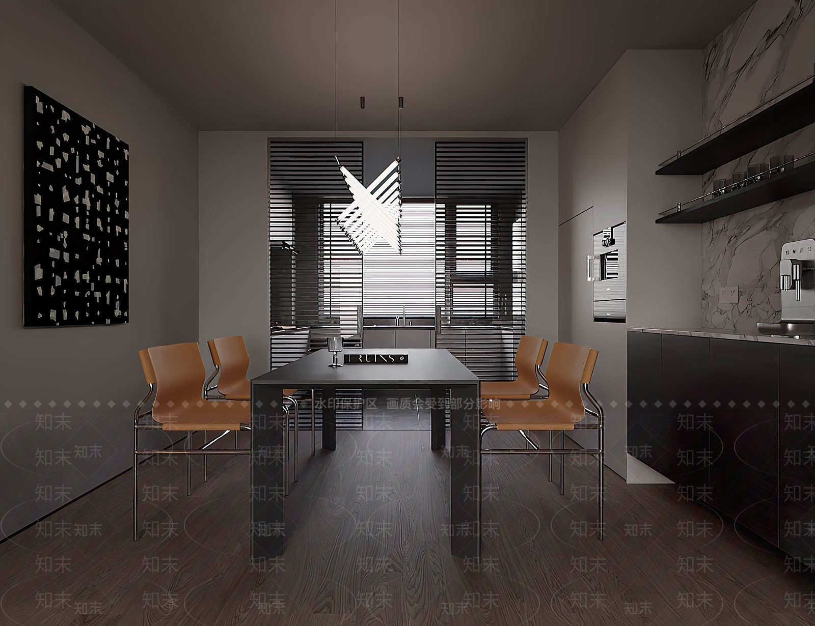 现代极简家居餐厅3D模型下载【ID:1201860008】