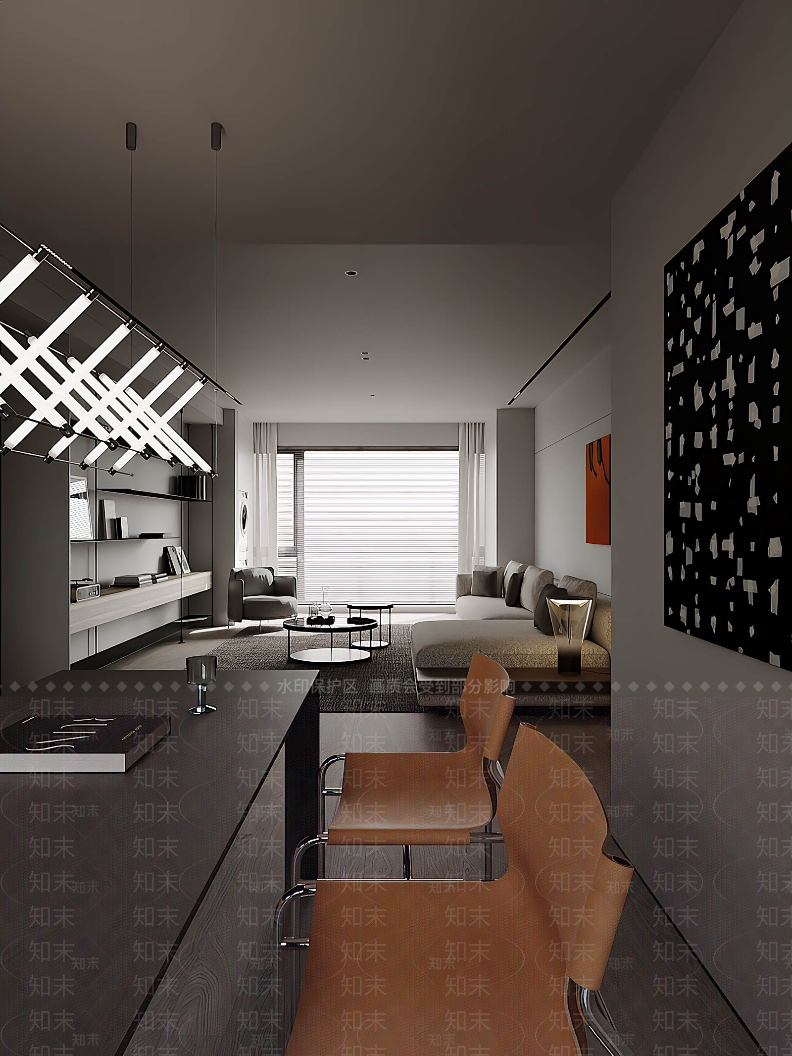 黑灰色吧台书桌3D模型下载【ID:1227290706】