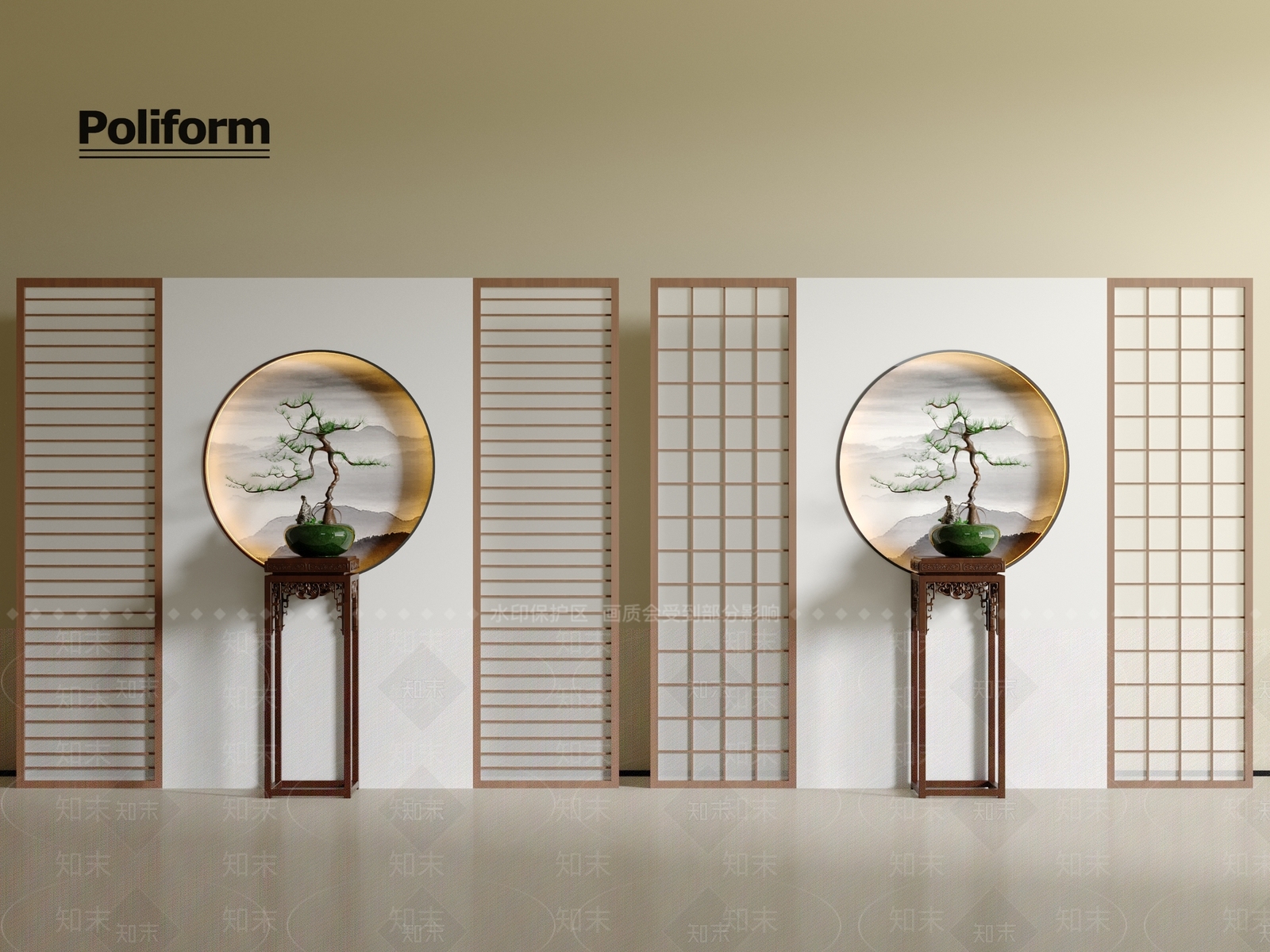 新中式中式隔断3D模型下载【ID:1201860774】