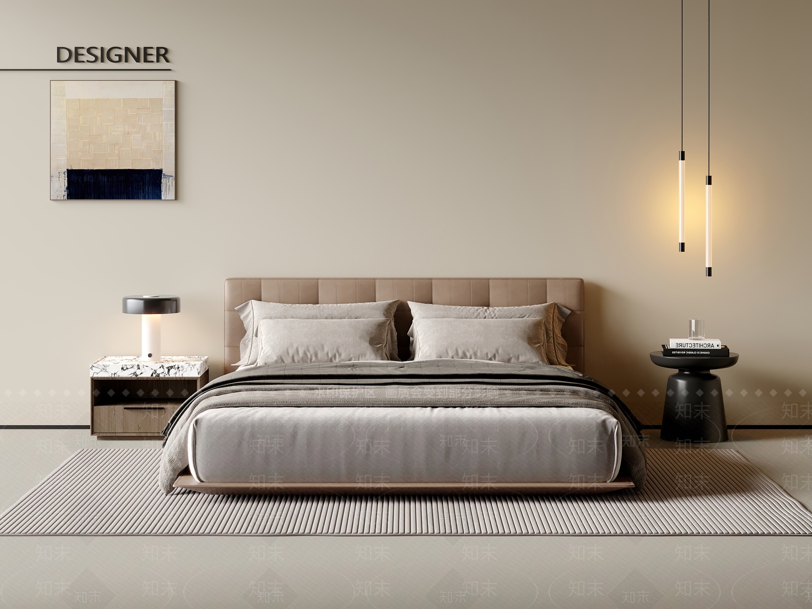 现代双人床3D模型下载【ID:1201861179】