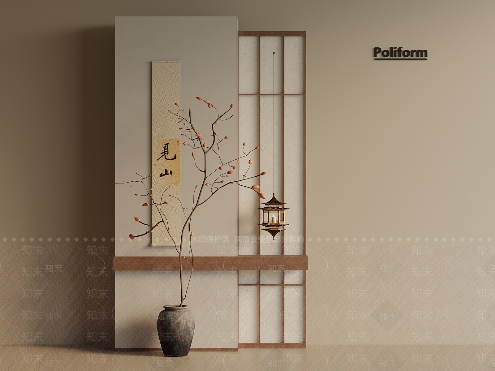 新中式日式玄关SU模型下载【ID:1201861406】
