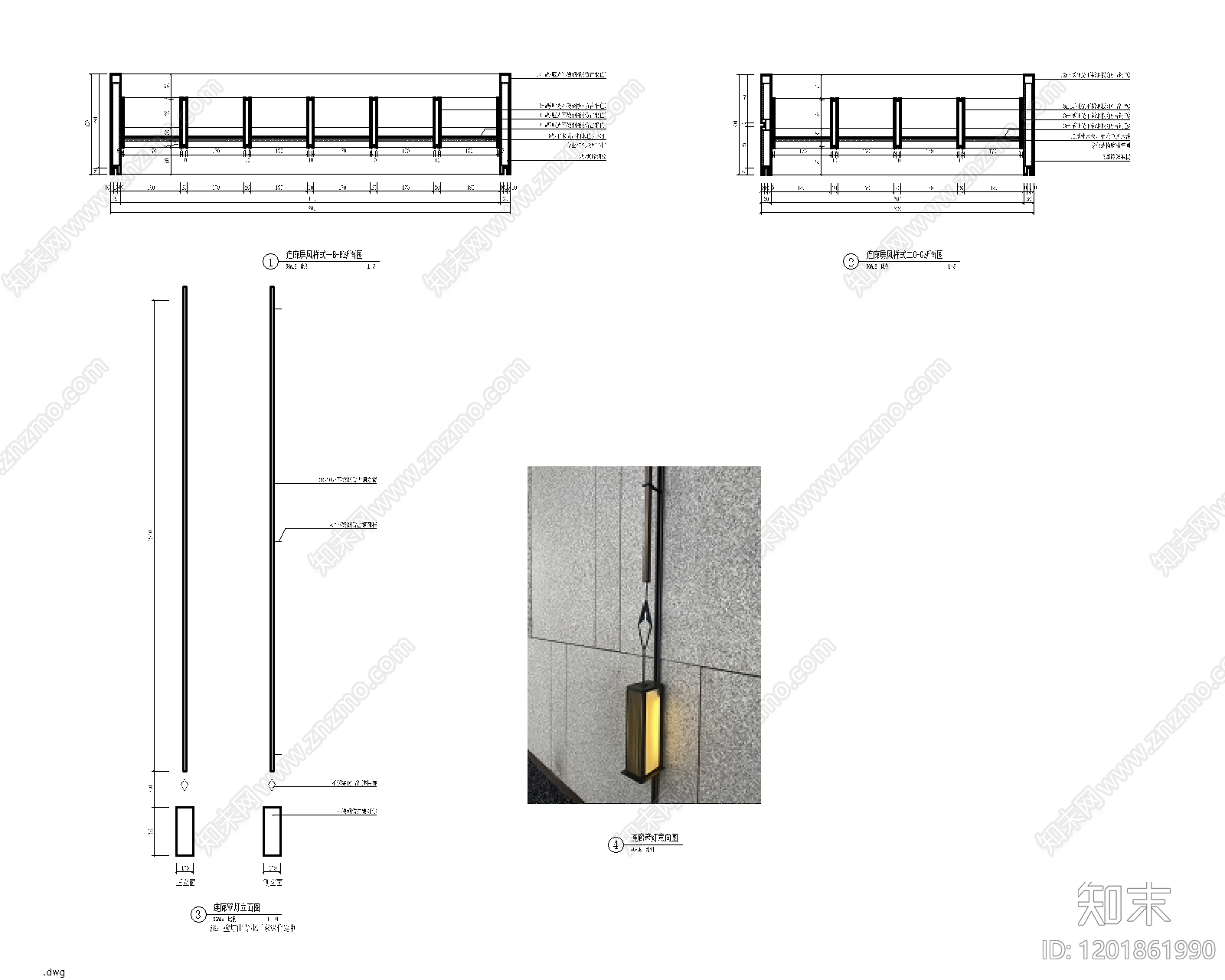 新中式廊架cad施工图下载【ID:1201861990】