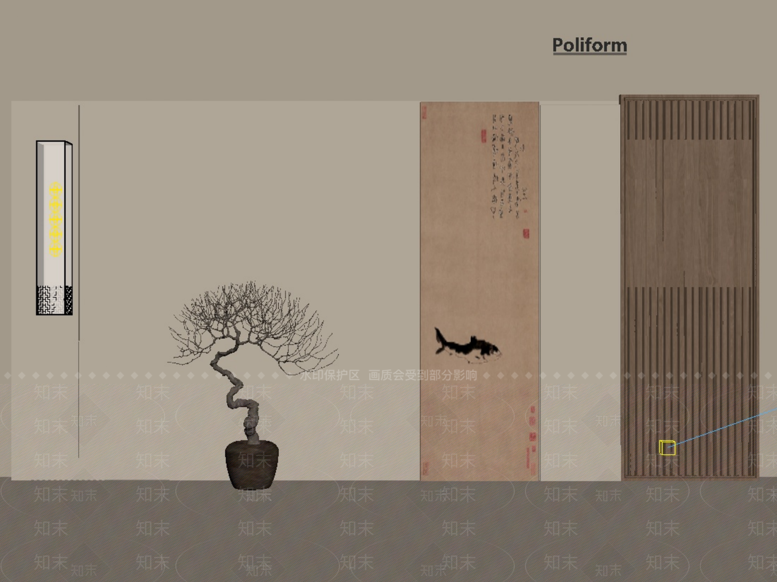 新中式中式背景墙SU模型下载【ID:1201862143】