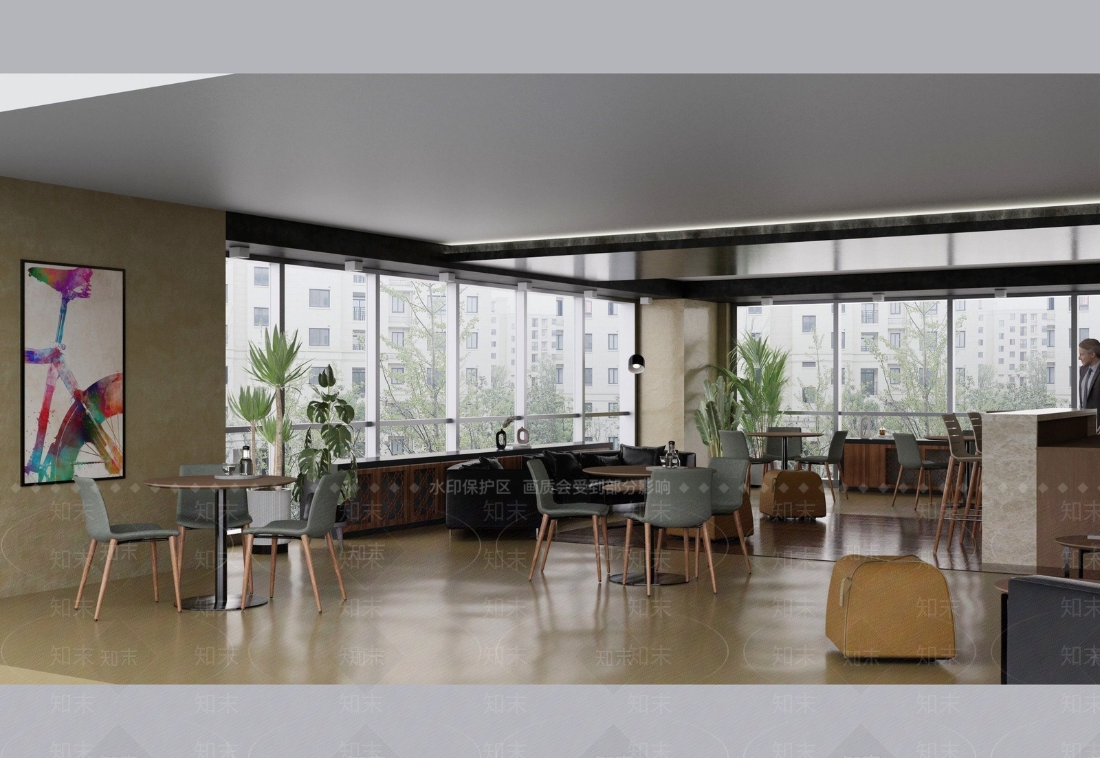 现代美式咖啡厅3D模型下载【ID:1201862383】