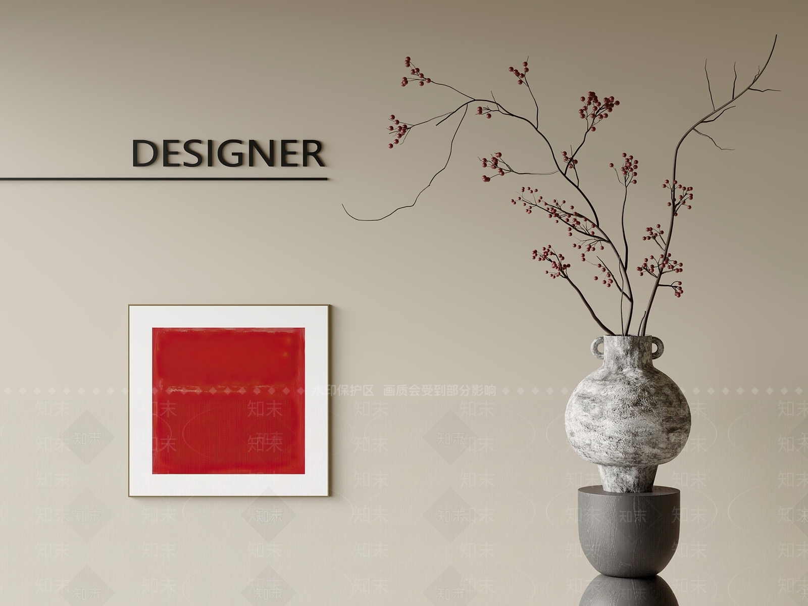 新中式侘寂花艺3D模型下载【ID:1201862912】