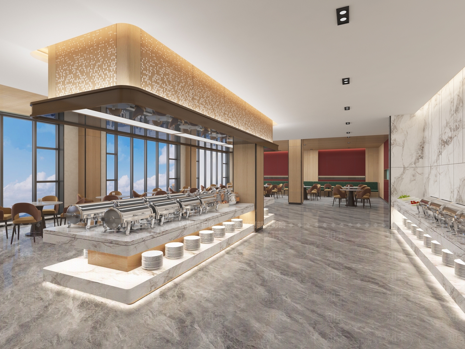 现代简约自助餐厅3D模型下载【ID:1201863309】