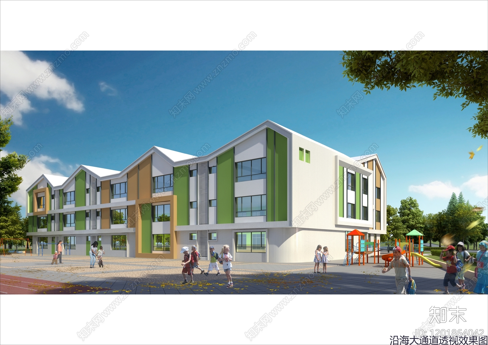 新中式现代幼儿园建筑下载【ID:1201864042】