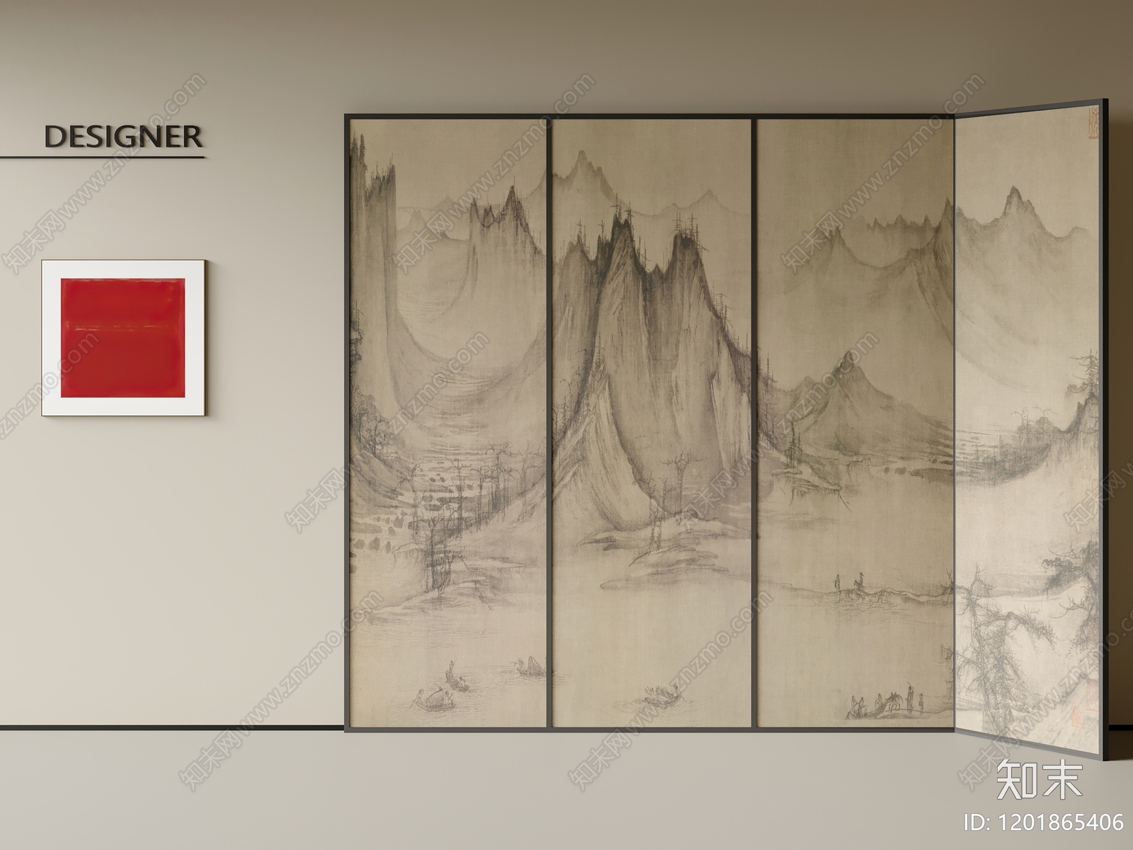 新中式屏风3D模型下载【ID:1201865406】
