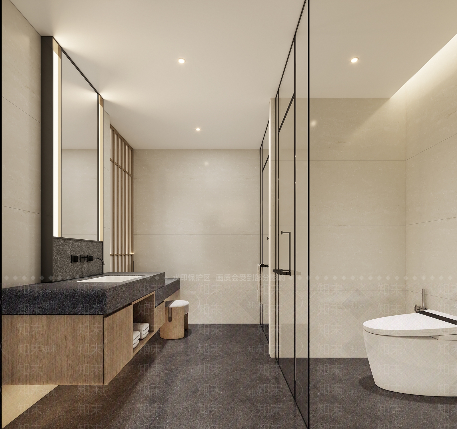 现代新中式酒店卫生间3D模型下载【ID:1201865691】