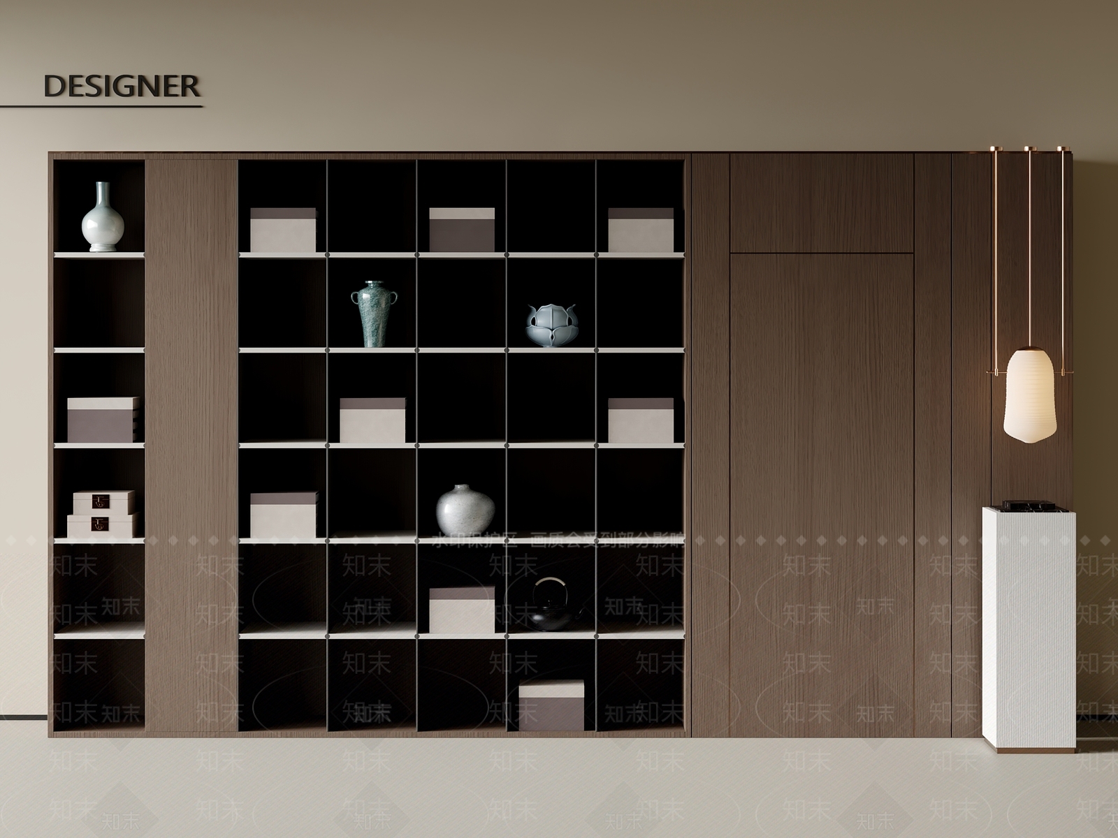 现代意式书柜3D模型下载【ID:1201868730】