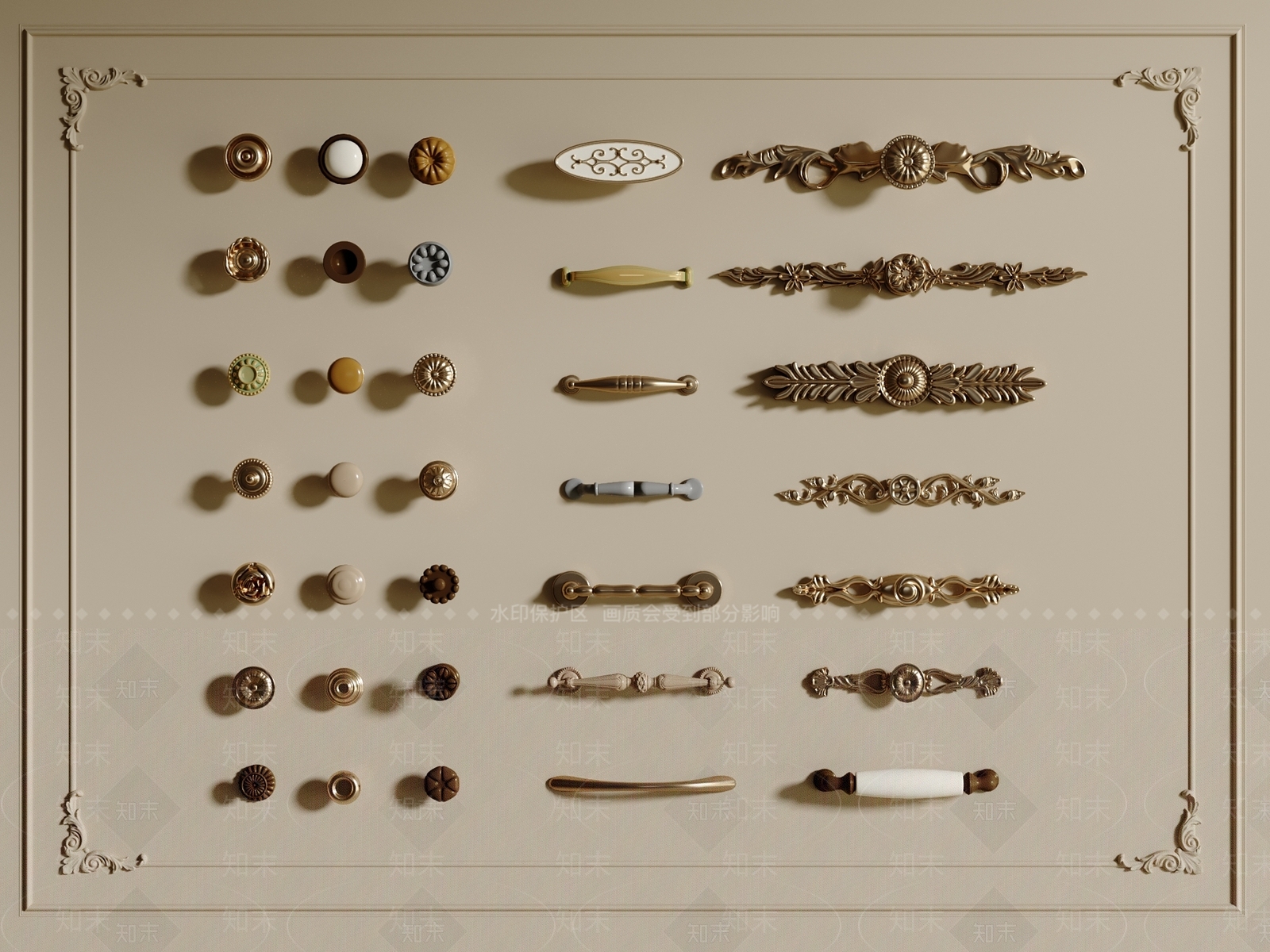 欧式复古拉手3D模型下载【ID:1201869333】