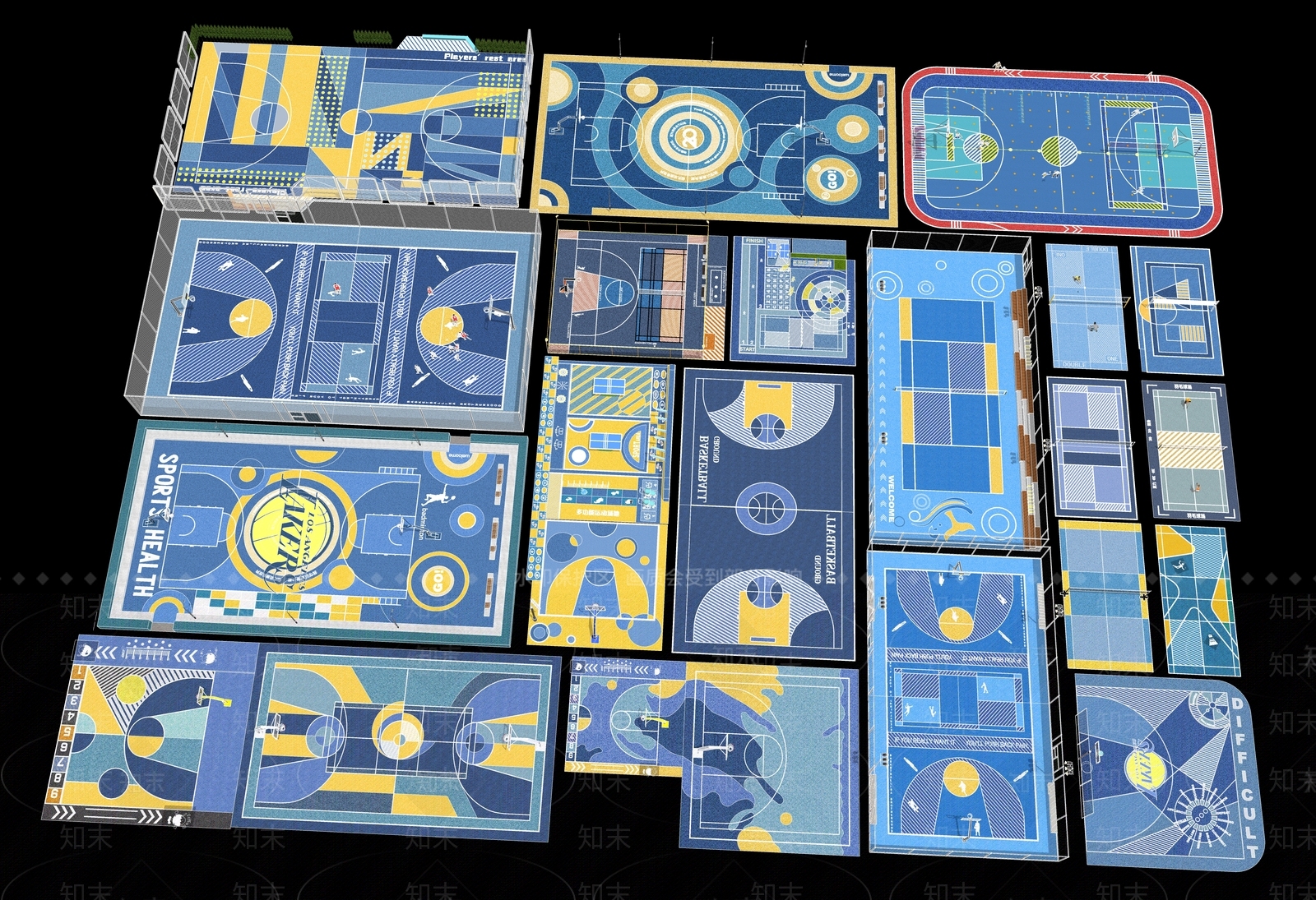 现代篮球场SU模型下载【ID:1201872497】