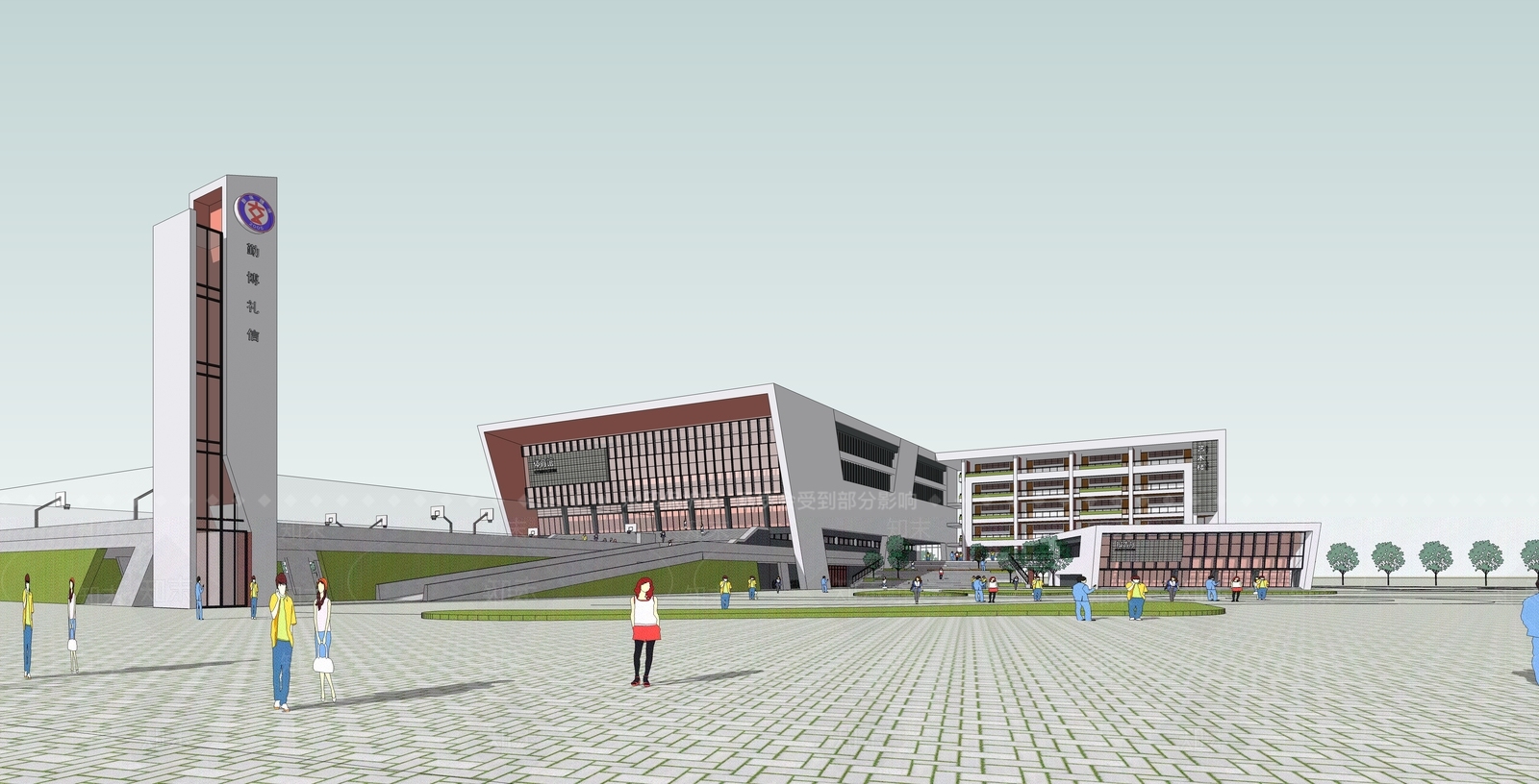 现代学校建筑SU模型下载【ID:1201872810】
