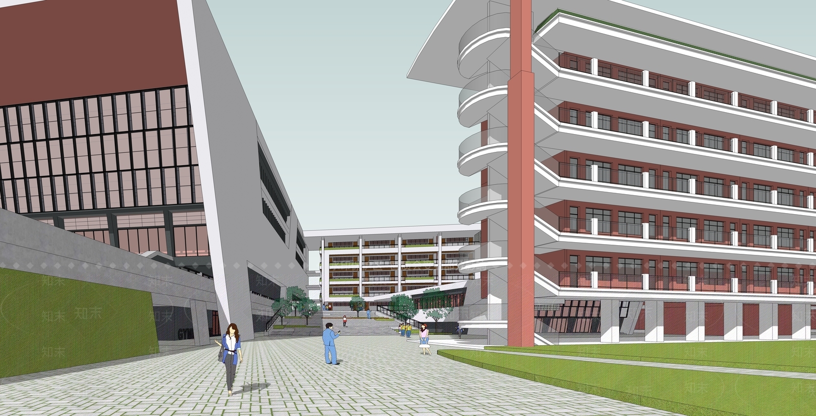 现代学校建筑SU模型下载【ID:1201872810】