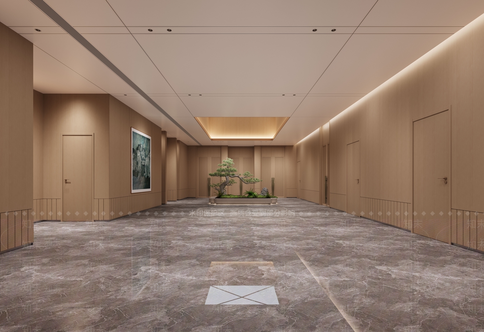 现代新中式办公大厅3D模型下载【ID:1201872704】