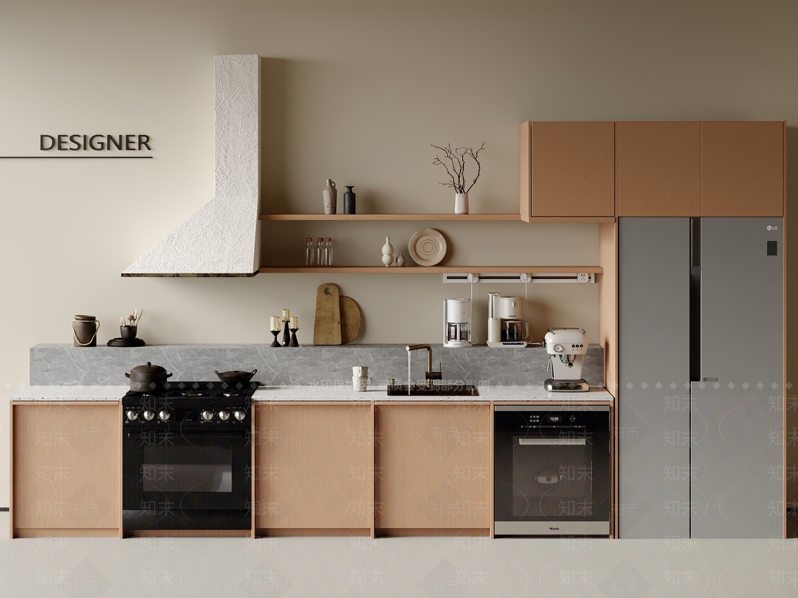 现代中古开放式厨房3D模型下载【ID:1201873294】