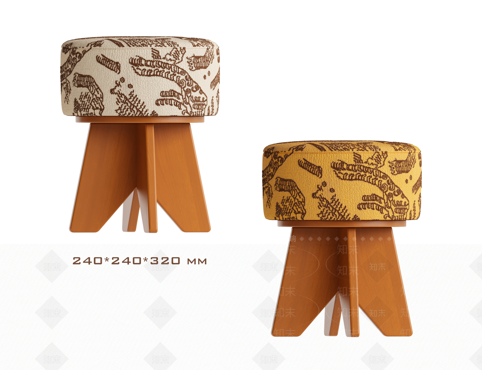 复古法式沙发凳SU模型下载【ID:1201888183】