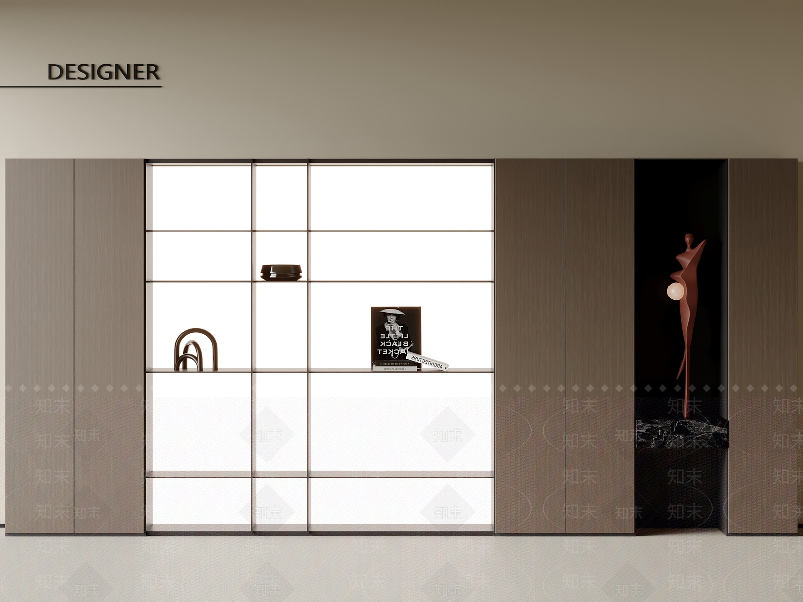 现代意式书柜3D模型下载【ID:1201877322】