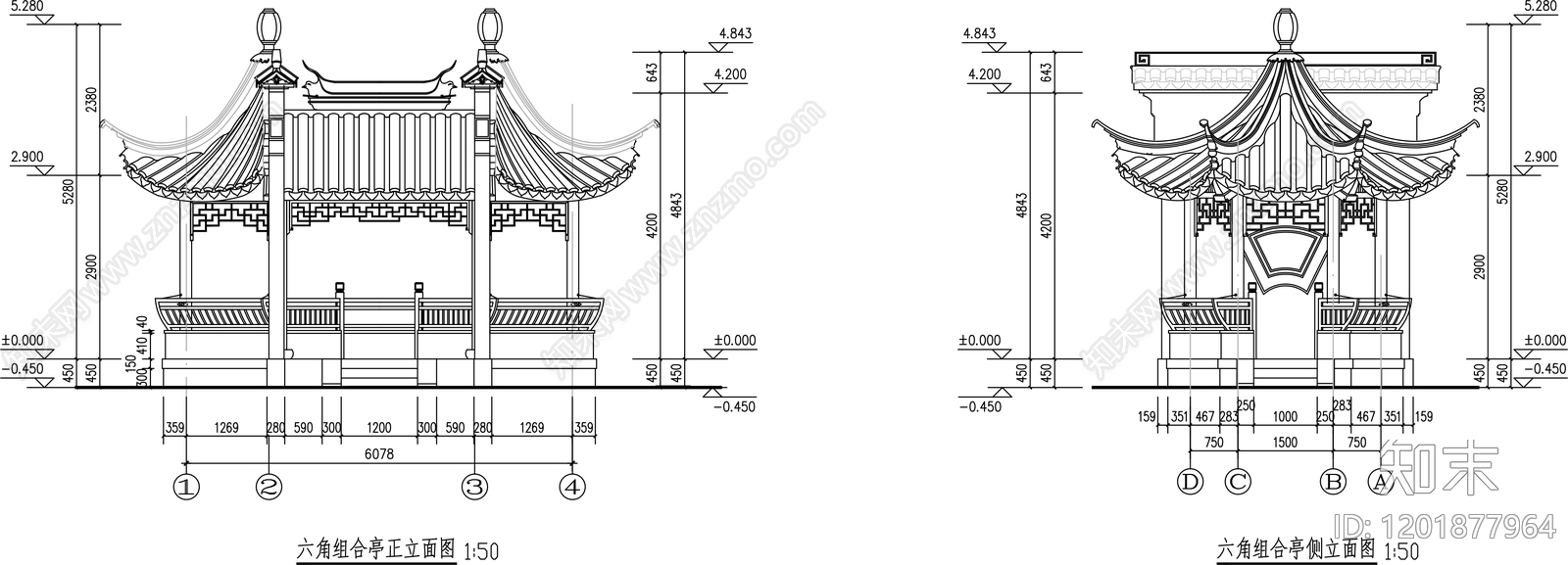 新中式中式亭子图库cad施工图下载【ID:1201877964】
