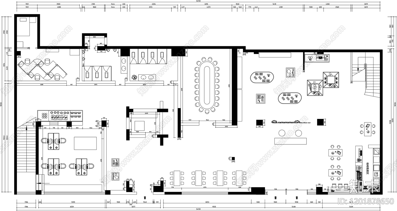 现代书店cad施工图下载【ID:1201878650】