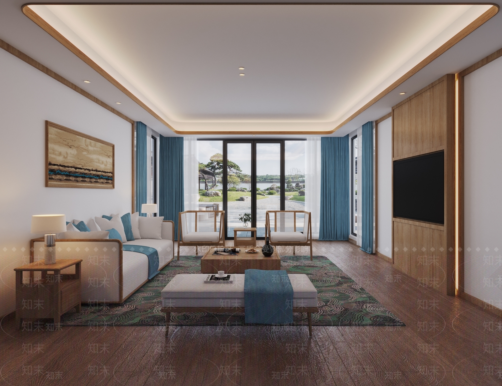新中式现代民宿3D模型下载【ID:1201878936】